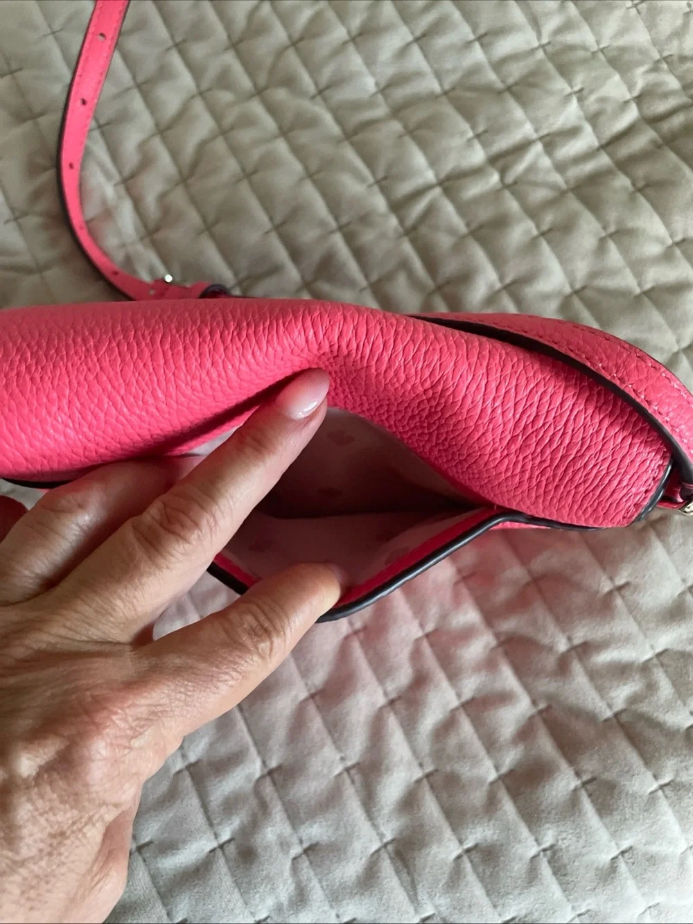 kate spade Hot Pink Pebbled Leather Flap Crossbody